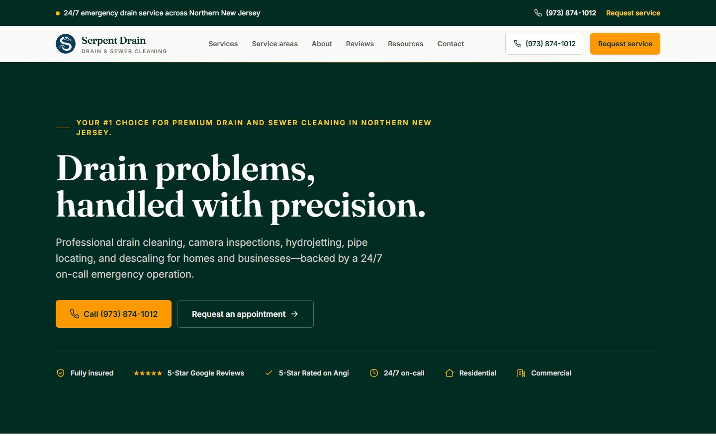 Serpent Drain public website preview